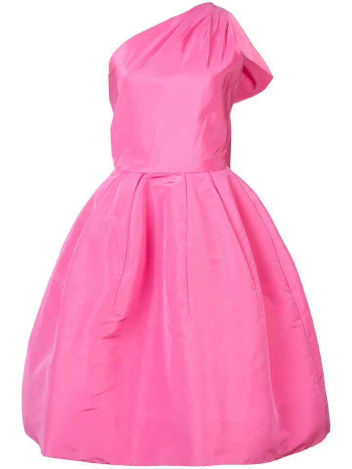 Oscar De La Renta Flared One Shoulder Dress - Pink & Purple