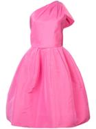 Oscar De La Renta Flared One Shoulder Dress - Pink & Purple