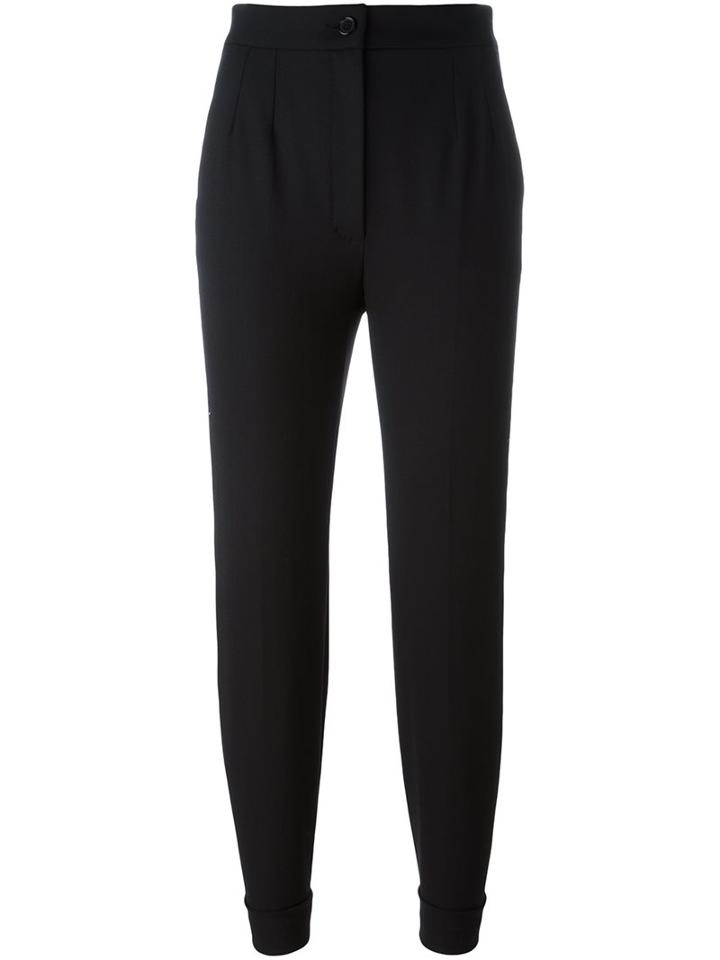 Dolce & Gabbana Straight Leg Trousers, Women's, Size: 44, Black, Polyamide/spandex/elastane/virgin Wool
