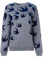 Mcq Alexander Mcqueen Velvet Swallow Jumper, Women's, Size: S, Grey, Cotton/polyester