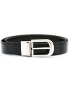 Ermenegildo Zegna Silver-tone Hardware Belt, Men's, Size: 110, Black, Calf Leather