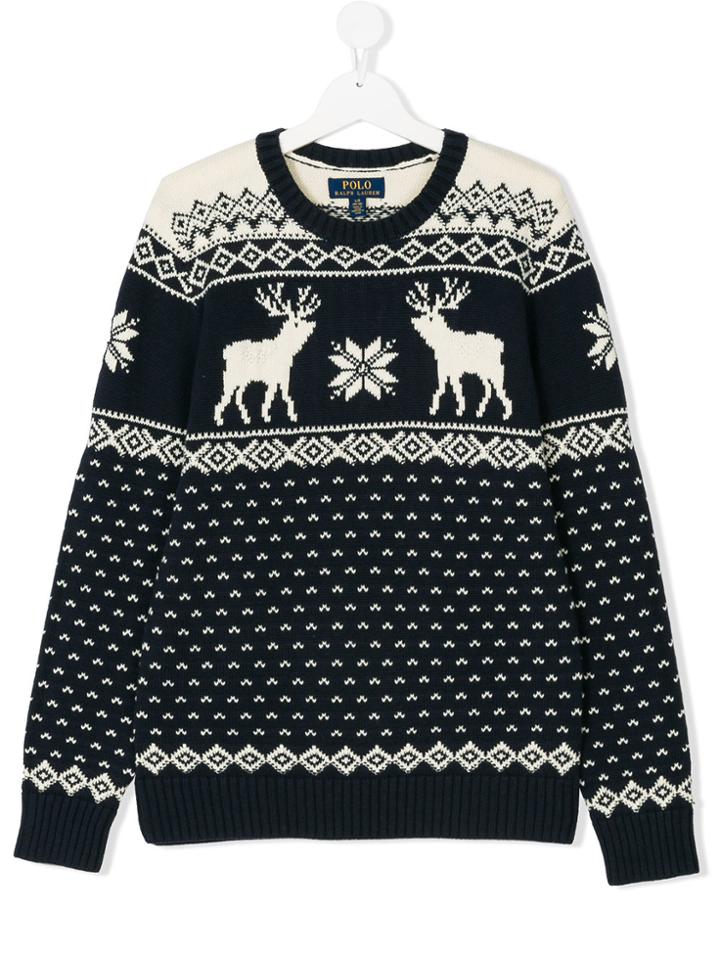 Ralph Lauren Kids Deer Knit Jumper - Blue