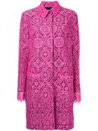 Msgm - Layered Lace Midi Coat - Women - Polyamide/viscose - 42, Pink/purple, Polyamide/viscose