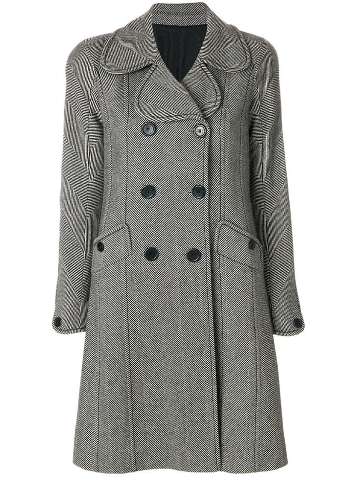Christian Dior Vintage Herringbone Double-breasted Coat - Grey