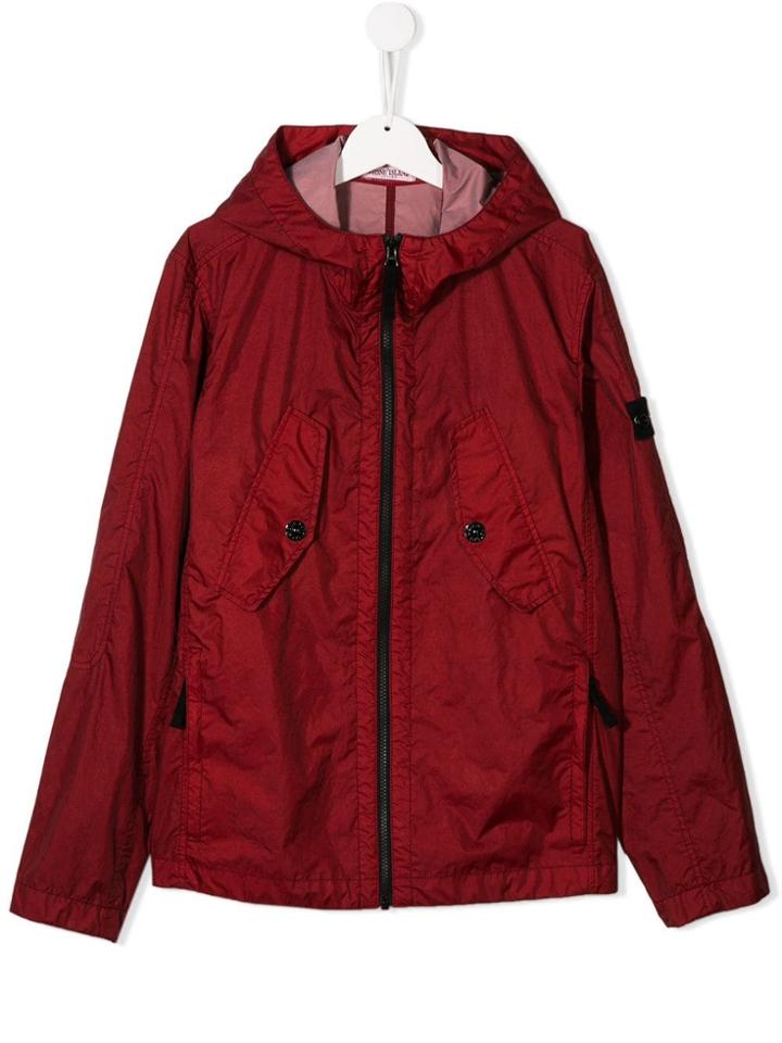 Stone Island Junior Hooded Jacket - Red