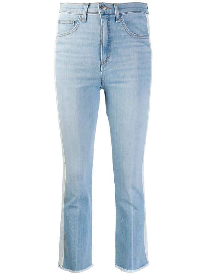 Veronica Beard Mid Rise Stripe Cropped Jeans - Blue