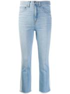 Veronica Beard Mid Rise Stripe Cropped Jeans - Blue