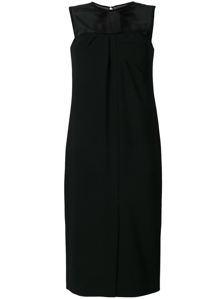 Max Mara Georgette Insert Midi Dress - Black