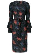 Rokh Printed Tie Waist Dress - Black