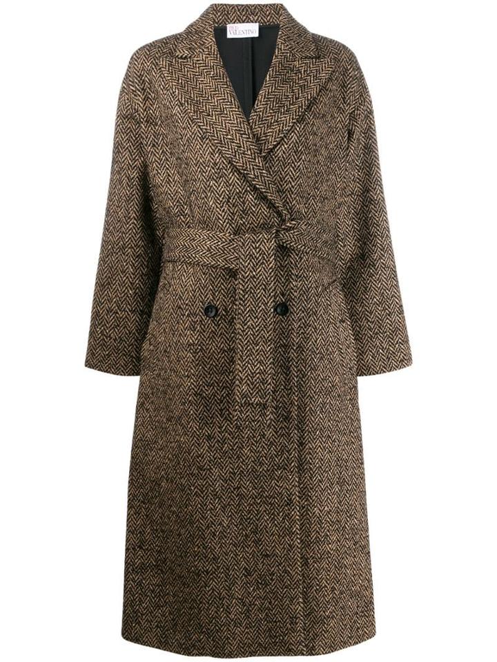 Red Valentino Chevron Double-breasted Coat - Neutrals