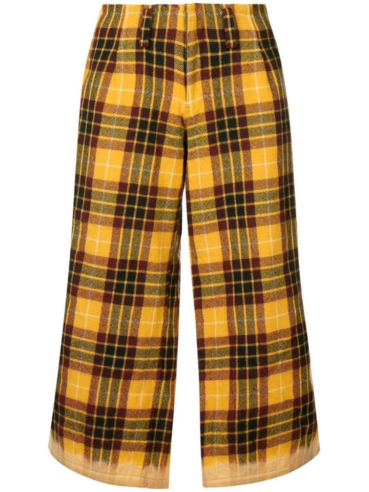 Yohji Yamamoto Vintage Tartan Cropped Trousers - Yellow