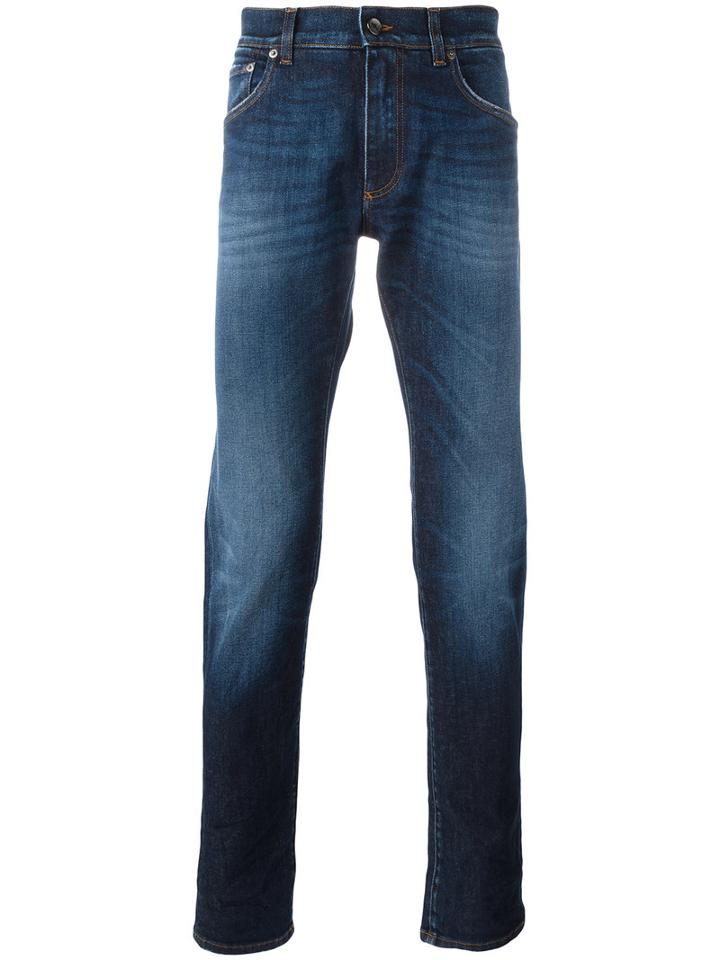 Dolce & Gabbana Straight Leg Jeans, Men's, Size: 44, Blue, Cotton/spandex/elastane