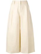 Joseph - Wide Leg Cropped Trousers - Women - Cotton/linen/flax - 36, Women's, Nude/neutrals, Cotton/linen/flax