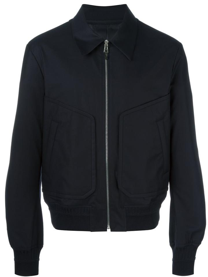 Juun.j Pointy Collar Bomber Jacket, Men's, Size: 46, Blue, Polyester/rayon