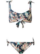 Emmanuela Swimwear - Jacquard Print Bikini - Women - Polyamide/spandex/elastane - L, Blue, Polyamide/spandex/elastane