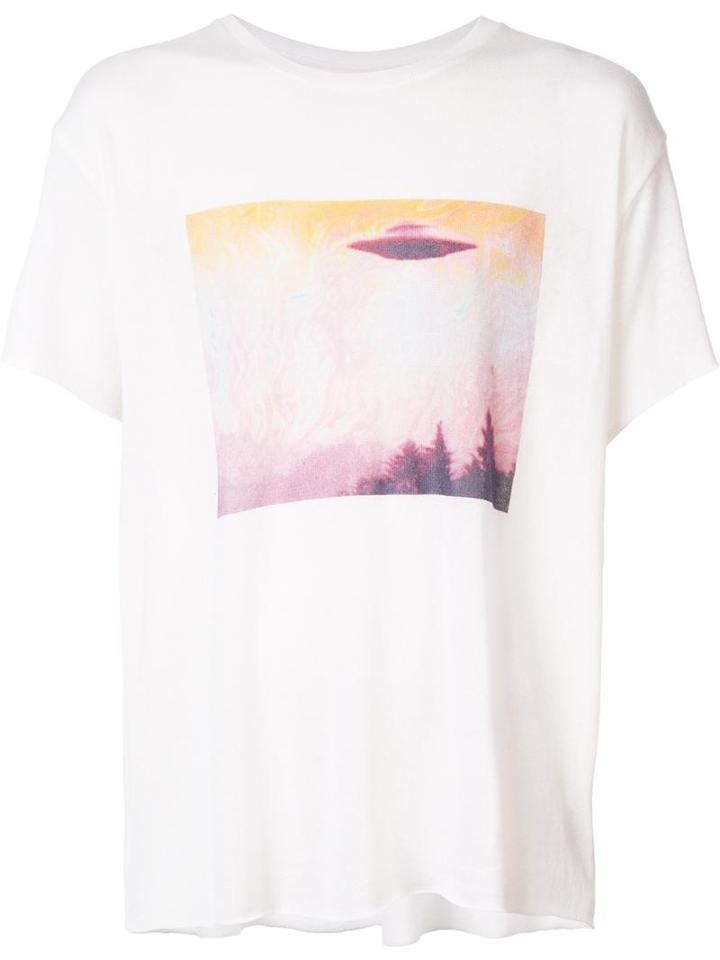 The Elder Statesman Ufo Print T-shirt, Men's, Size: Small, White, Cashmere/silk