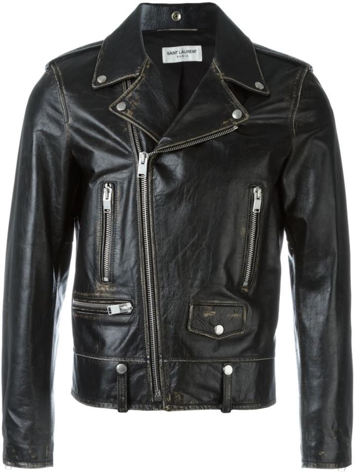 Saint Laurent Distressed Motorcycle Jacket