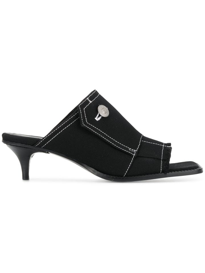 Mm6 Maison Margiela Denim Mules - Black