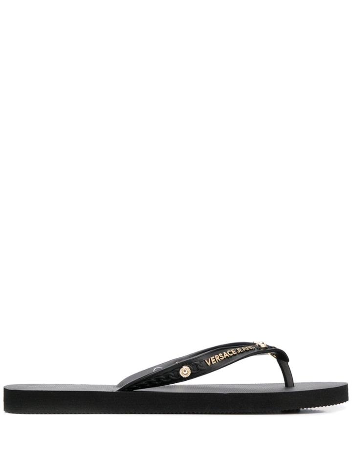 Versace Jeans Studded Flip Flops - Black