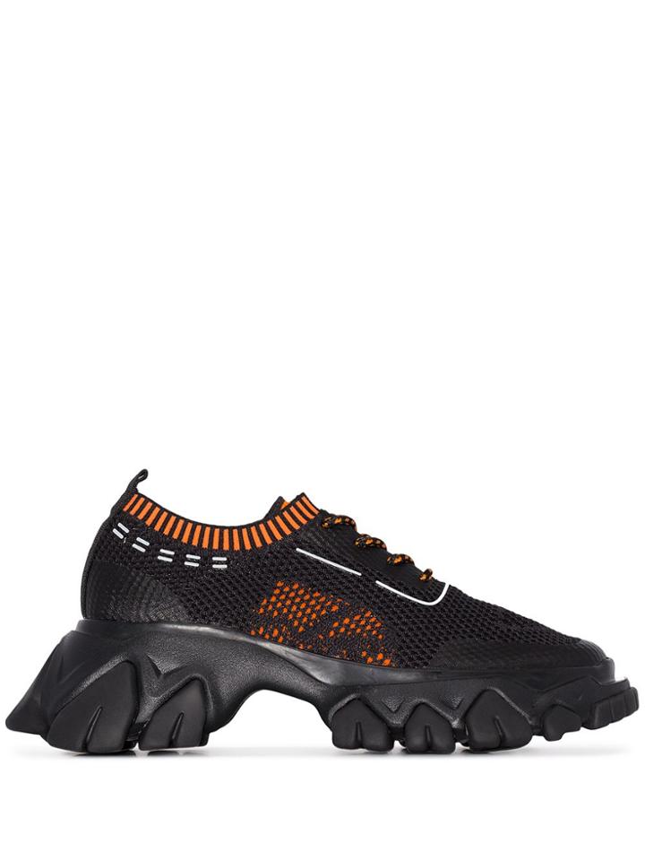 Angel Chen Black And Orange Mesh Chunky Sneakers