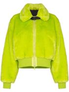 Kirin Faux-fur Smiley Motif Bomber Jacket - Green