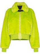 Kirin Faux-fur Smiley Motif Bomber Jacket - Green