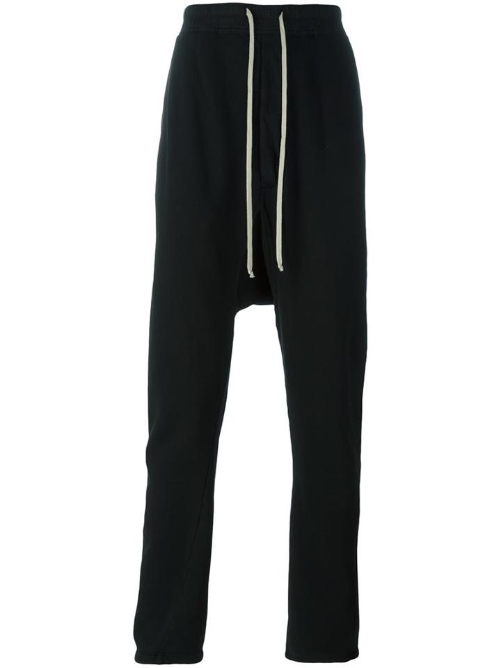 Rick Owens Drkshdw Drop Crotch Track Pants, Men's, Size: Large, Black, Cotton