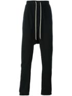 Rick Owens Drkshdw Drop Crotch Track Pants, Men's, Size: Large, Black, Cotton