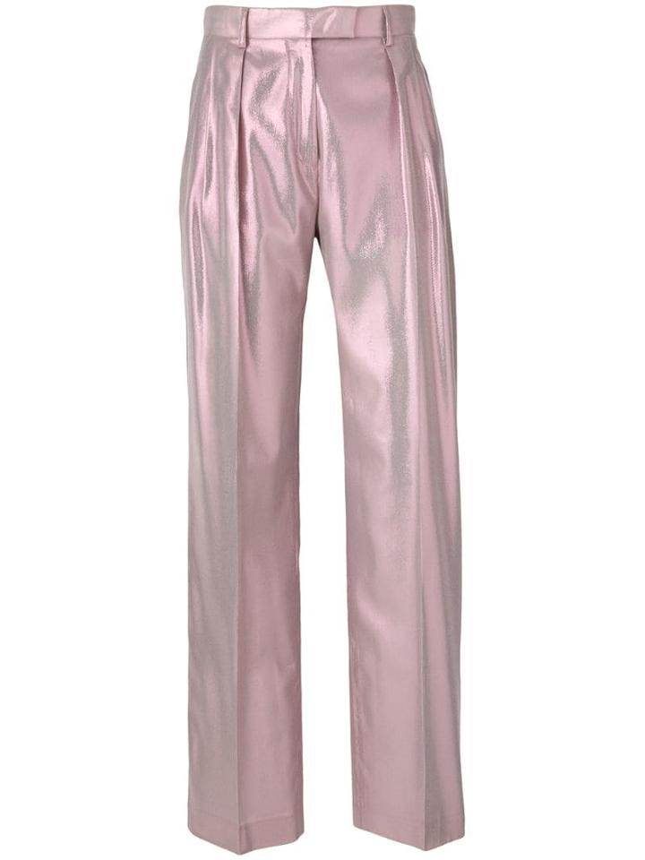 Alberta Ferretti Shimmery Tailored Trousers - Pink