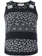 Carven Printed Bustier, Women's, Size: 40, Black, Acetate/viscose/polyester/metallized Polyester
