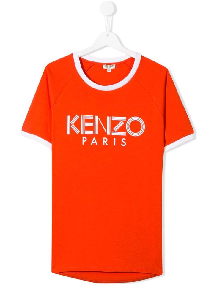 Kenzo Kids Teen Contrast Trim Logo T-shirt - Orange