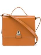 Mm6 Maison Margiela Push-lock Cross Body Bag, Women's, Brown, Calf Leather/polyester/pvc