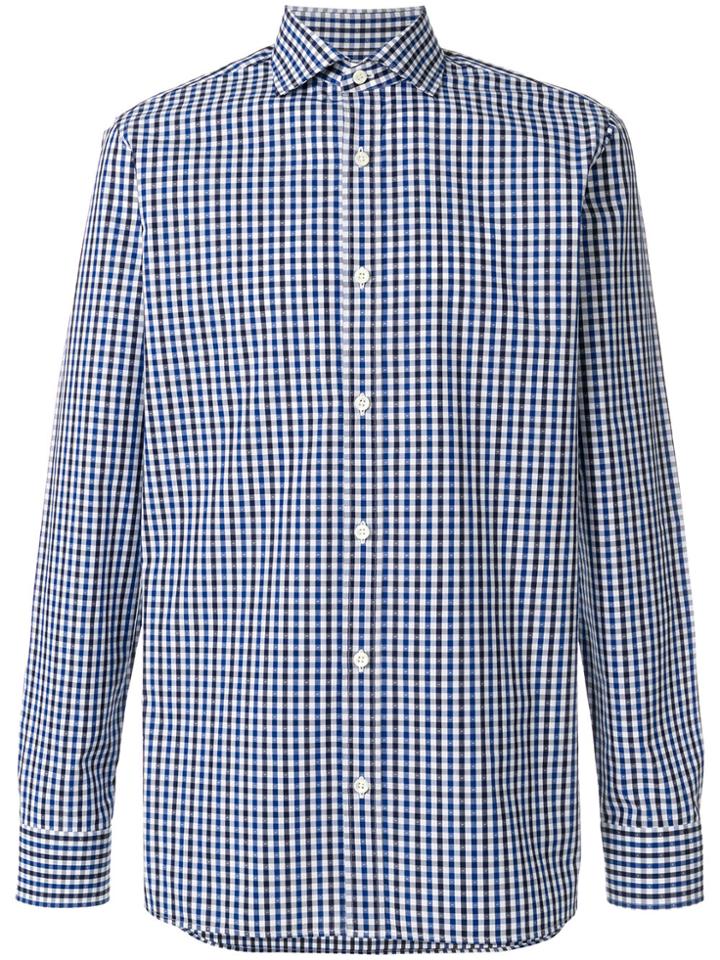 Z Zegna Gingham-print Shirt - Blue