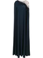 Oscar De La Renta Sequin Embellished Cape Back Caftan - Blue