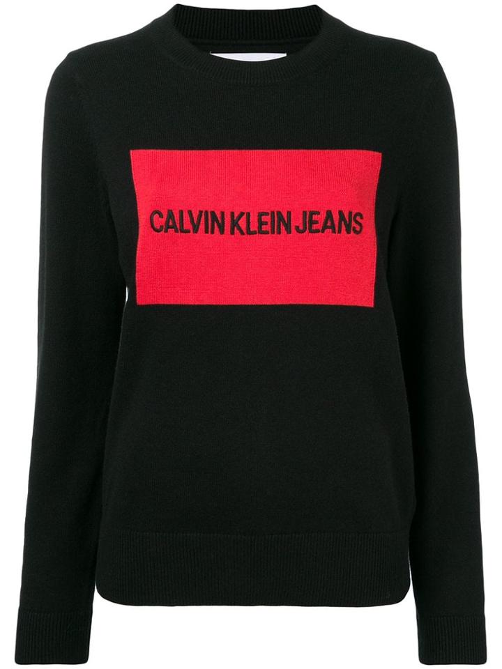 Calvin Klein Jeans Logo Embroidered Sweater - Black