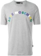 Love Moschino Logo Print T-shirt, Men's, Size: Small, Grey, Cotton/spandex/elastane