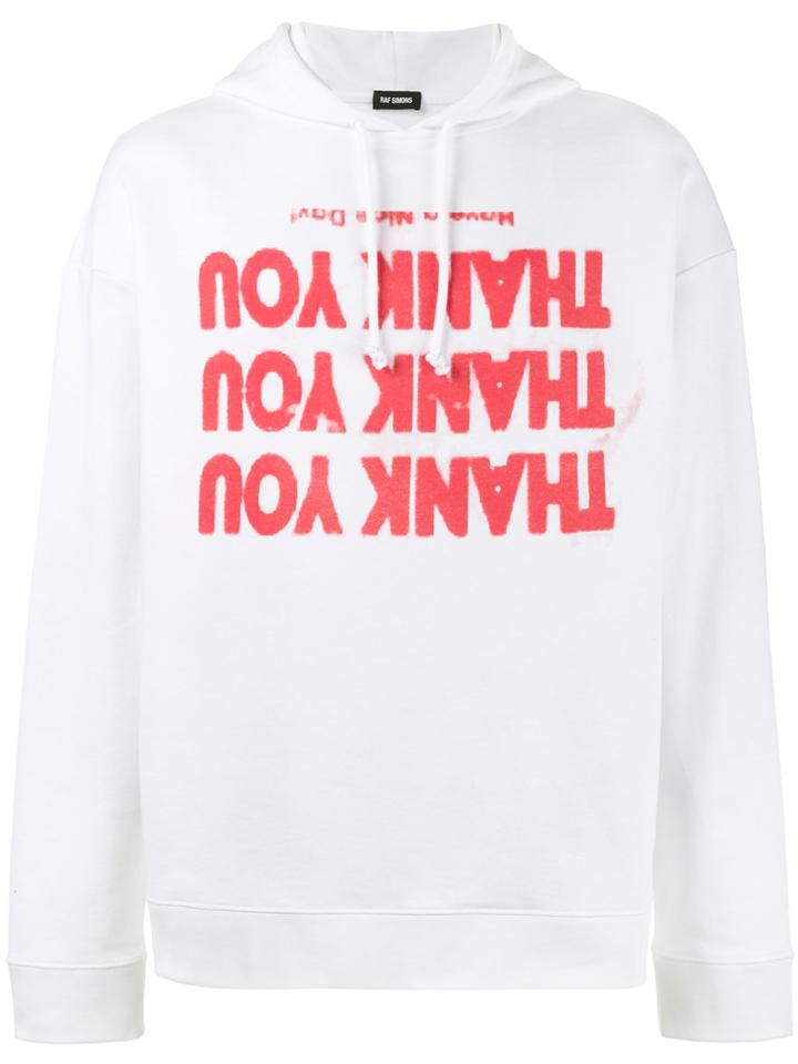 Raf Simons Thank You Hooded Sweatshirt - White