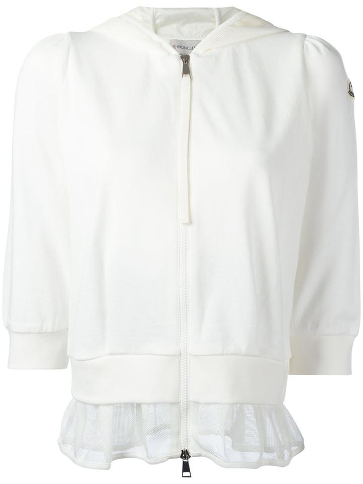 Moncler Mesh Hem Hoodie, Women's, Size: Xs, White, Cotton