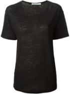T By Alexander Wang Round Neck T-shirt, Women's, Size: M, Black, Linen/flax/silk
