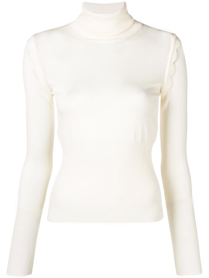 Chloé Scalloped Turtle Neck Jumper - White
