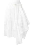 Sacai Asymmetric Pleated Skirt, Women's, Size: 2, White, Cotton/polyester/cupro