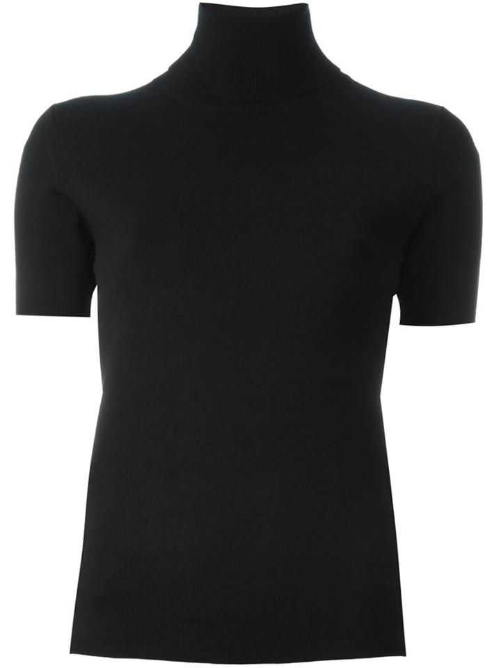 P.a.r.o.s.h. Roll Neck Short-sleeved Blouse, Women's, Size: Small, Black, Spandex/elastane/wool