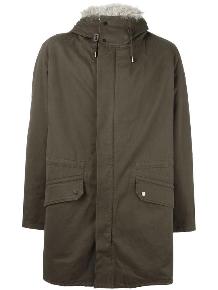 Yves Salomon Homme Classic Parka, Adult Unisex, Size: 46, Green, Rabbit Fur/coyote Fur/polyester/wool