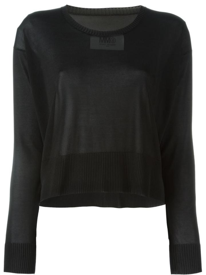 Mm6 Maison Margiela Round Neck Jumper, Women's, Size: Large, Black, Viscose