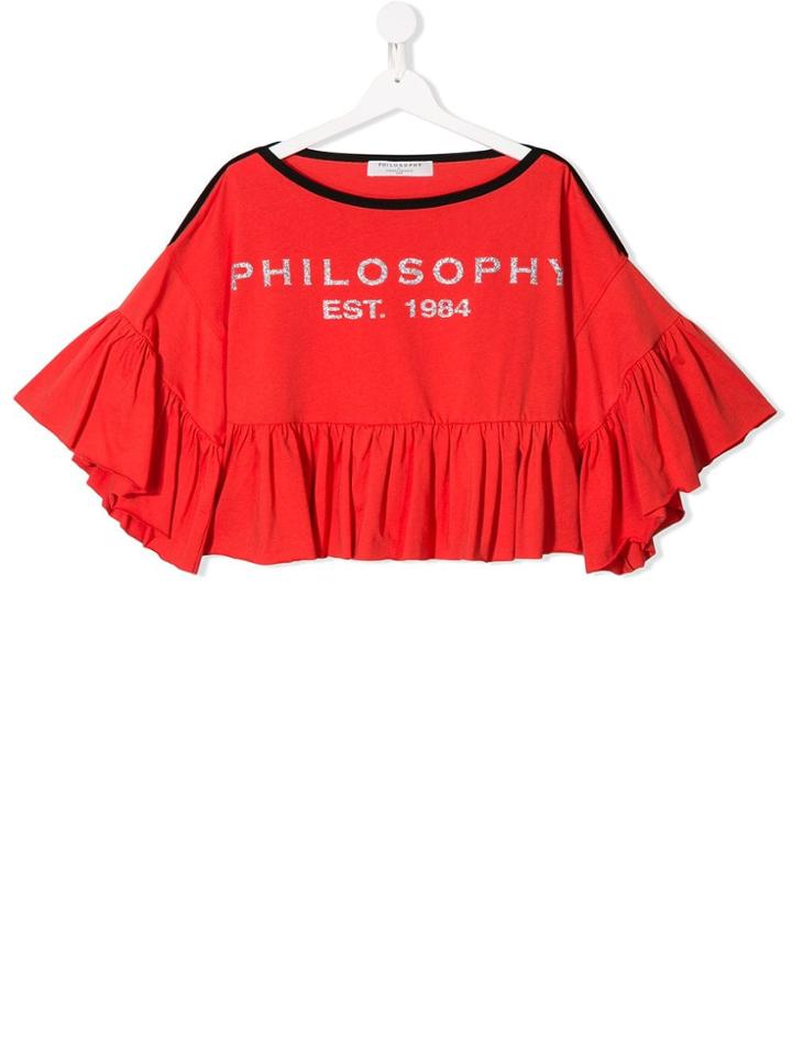 Philosophy Di Lorenzo Serafini Kids Ruffle Crop Top - Red