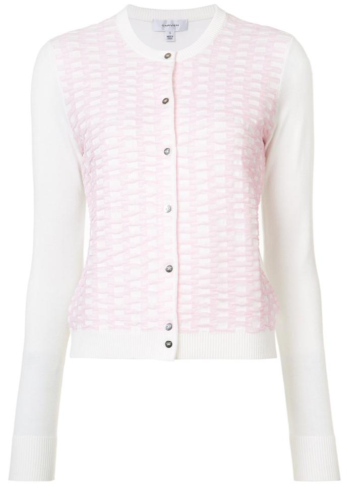 Carven - Embroidered Cardigan - Women - Nylon/polyester/viscose - S, Pink/purple, Nylon/polyester/viscose