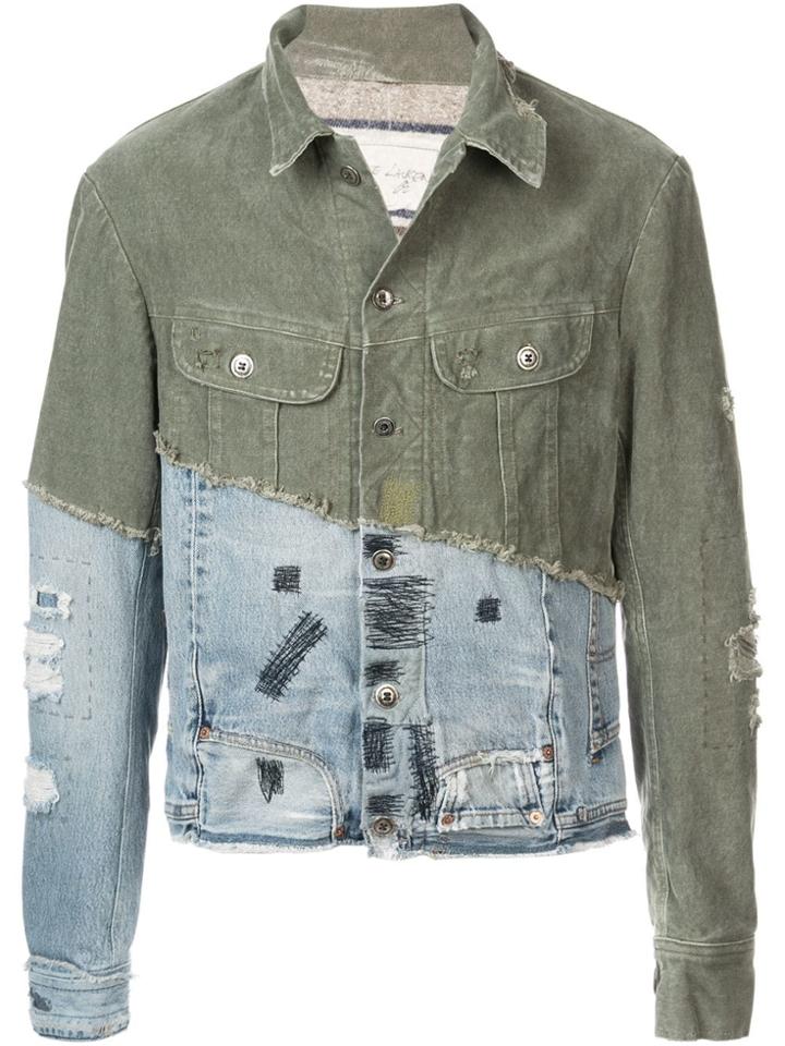 Greg Lauren Denim-panelled Jacket - Green