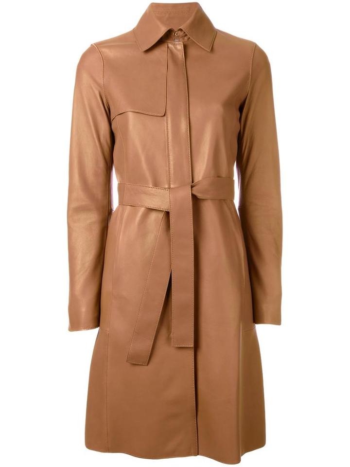 Boss Hugo Boss 'sozza' Coat, Women's, Size: 42, Brown, Cupro/lamb Skin