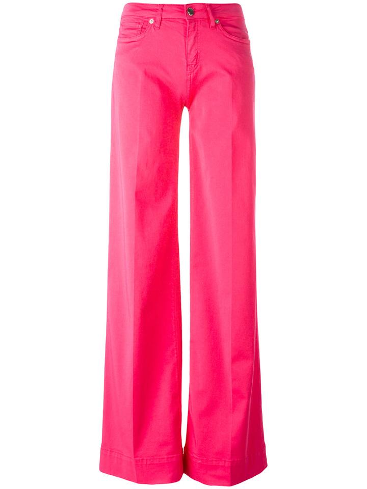 Wide Leg Trousers - Women - Cotton/spandex/elastane - 27, Pink/purple, Cotton/spandex/elastane, Love Moschino