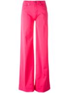 Wide Leg Trousers - Women - Cotton/spandex/elastane - 27, Pink/purple, Cotton/spandex/elastane, Love Moschino
